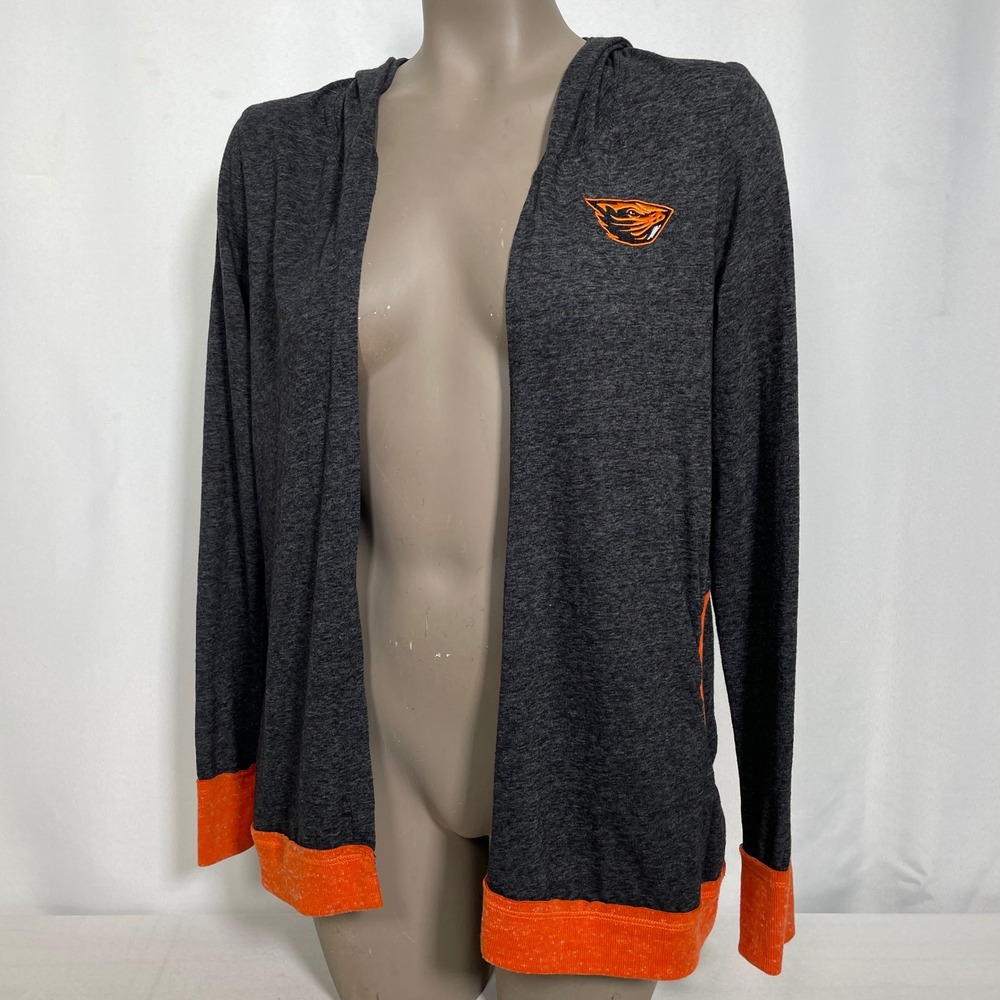 Oregon State Beavers Colosseum Gray Hooded Open Front Cardigan Women's MEDIUM - Picture 3 of 10